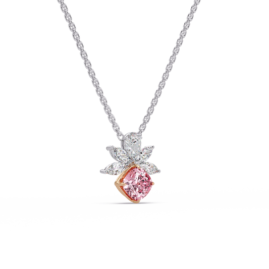 Blossoming Cushion diamond Chain Pendant