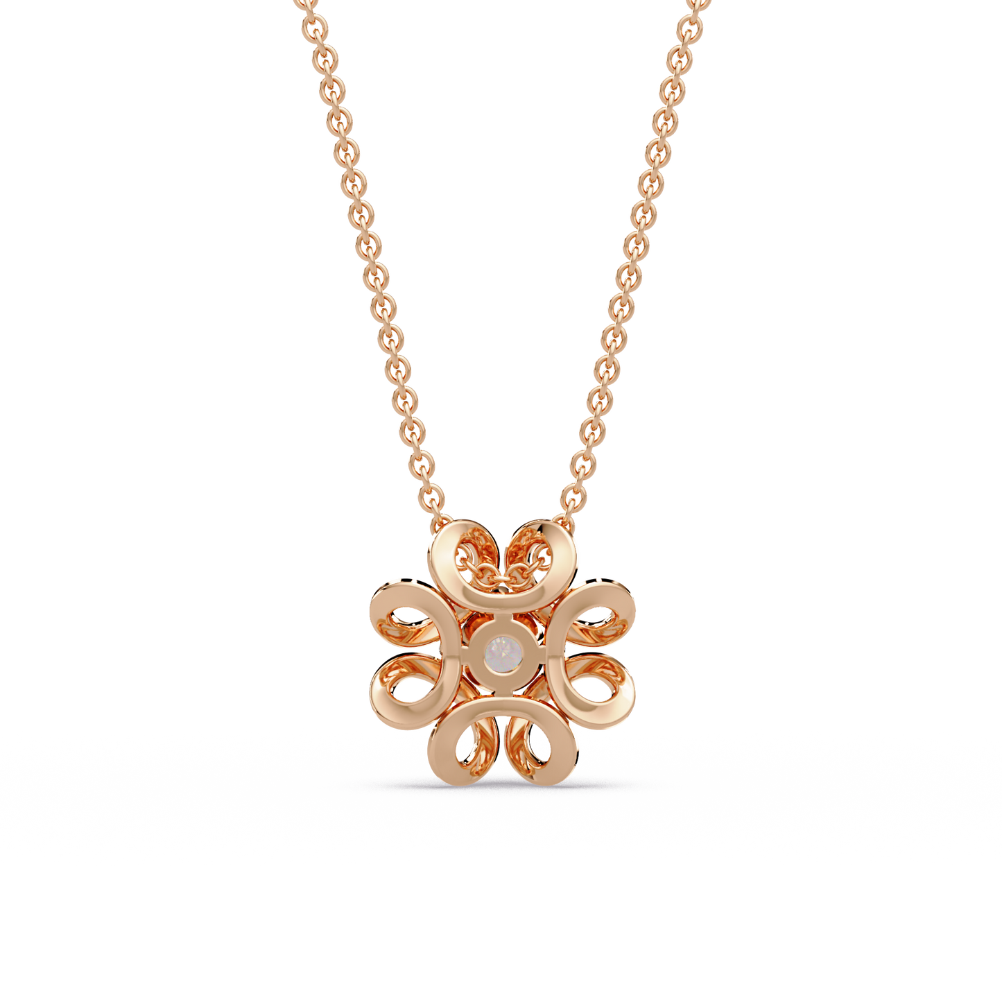 Ribbon Bloom Diamond Chain Pendant
