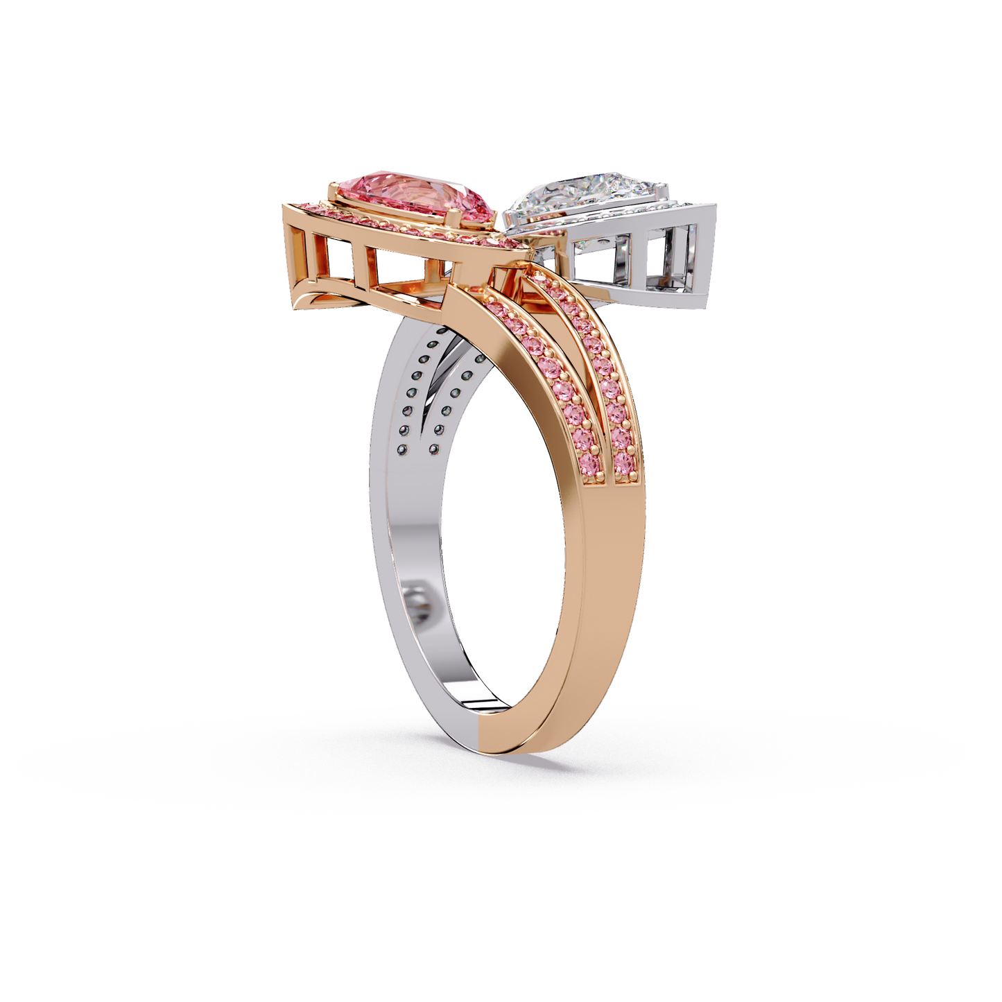 Mirrored Pear Halo Ring