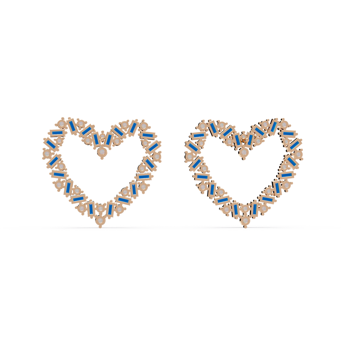 Sapphire Heart Frame Earrings