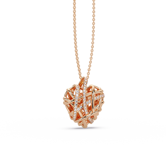 Woven Heart Lattice Chain Pendant