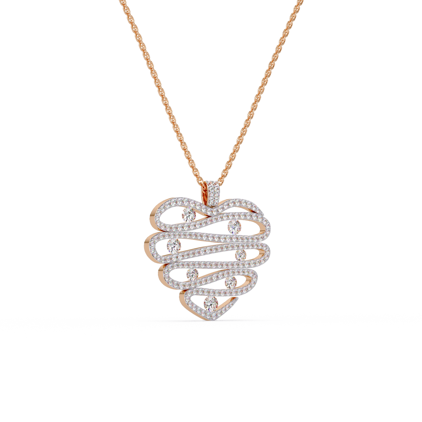 Cascade Heart Pave Chain Pendant