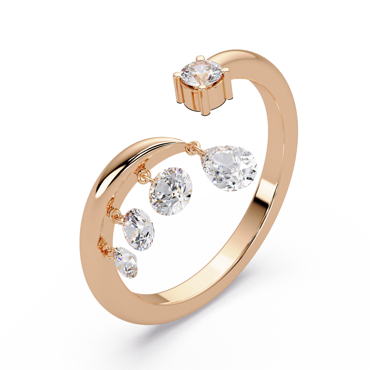 Hanging Diamond Drop Ring