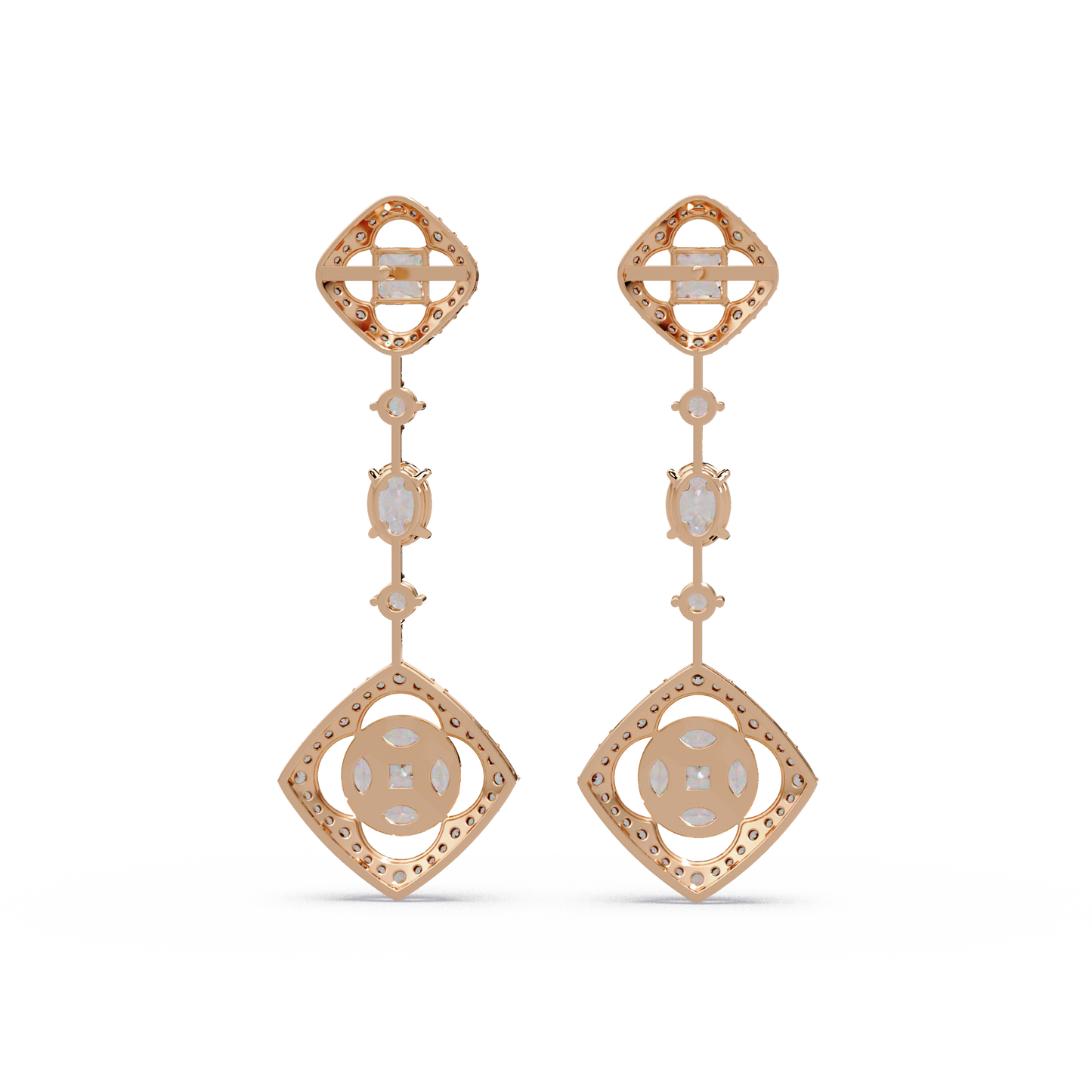 Quatrefoil Cushion Cascade Earrings