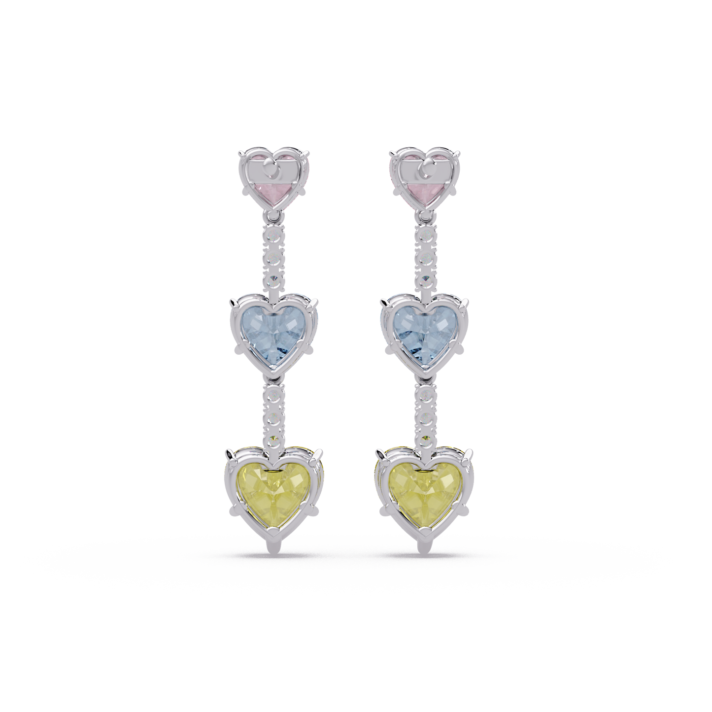 Triple Heart Cascade Earrings