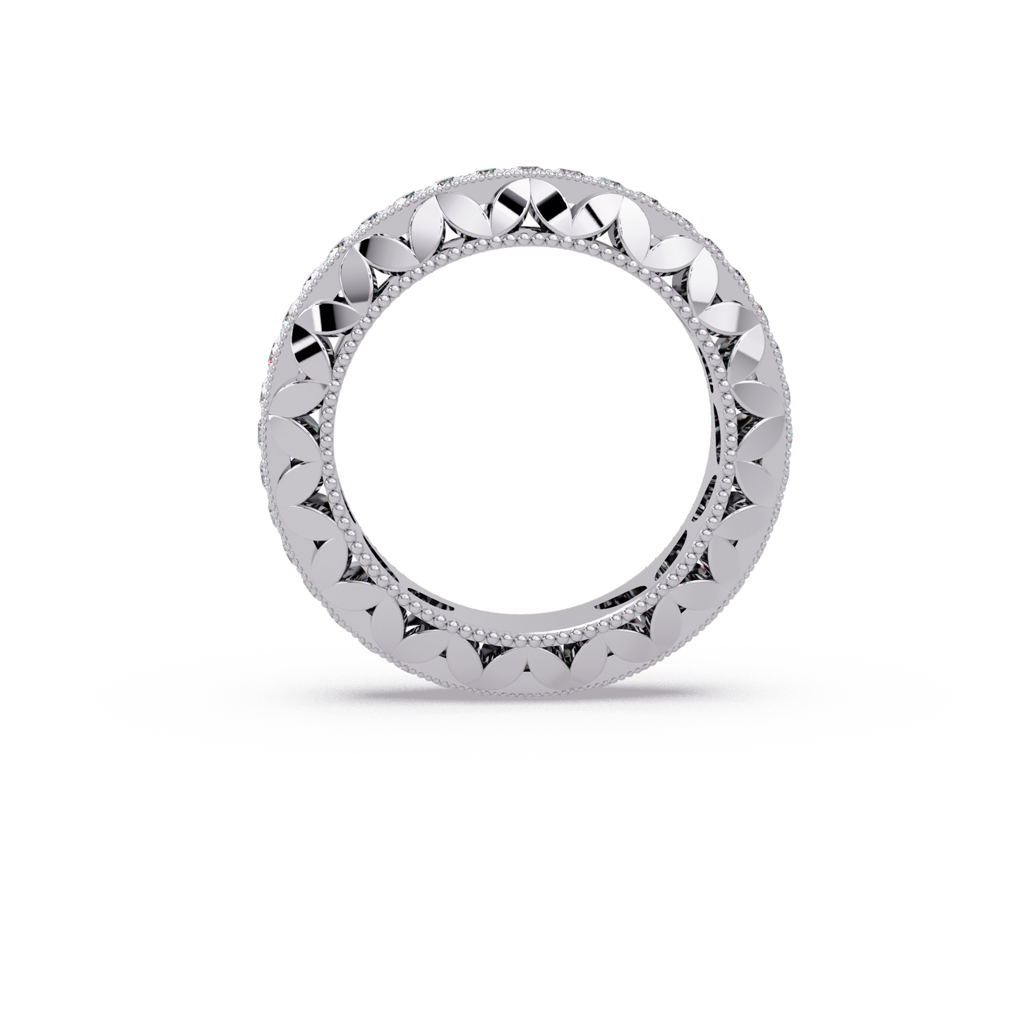 Milgrain Leaf Eternity Band