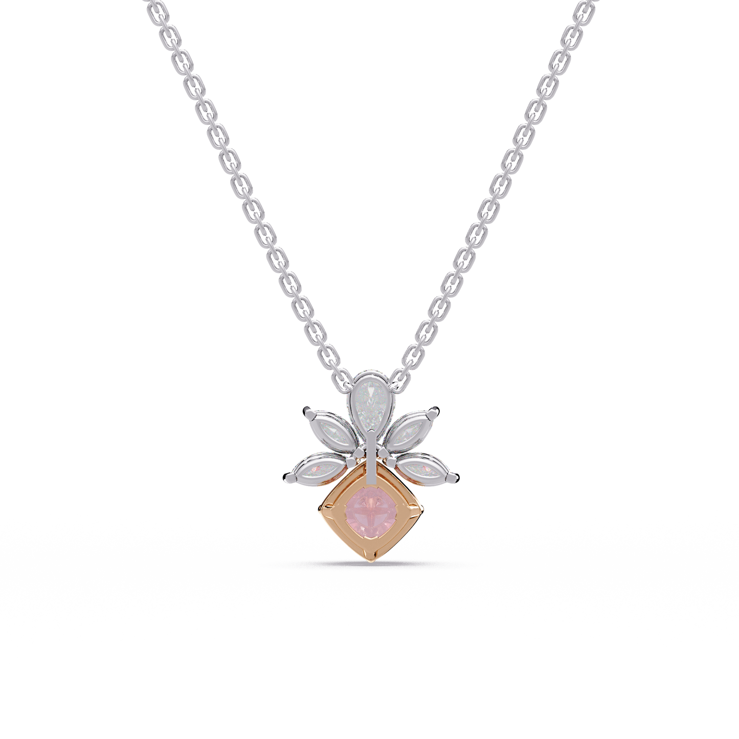 Blossoming Cushion diamond Chain Pendant