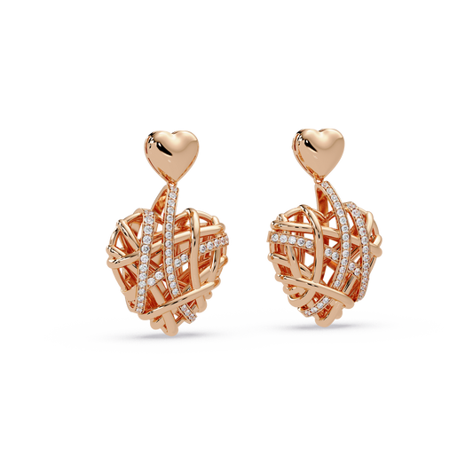 Woven Heart Cascade Earrings