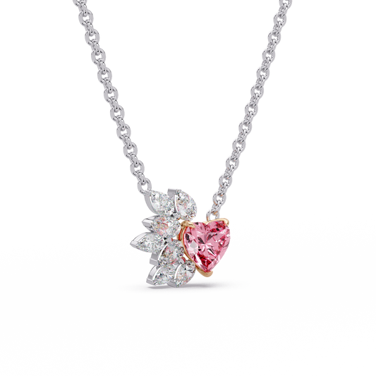 Blossoming Heart Diamond Chain Pendant