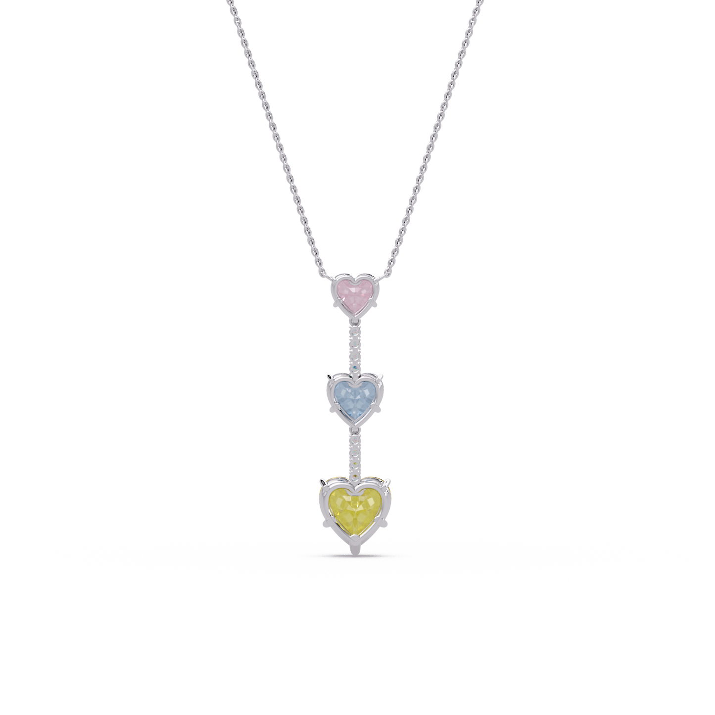 Triple Heart Drop Chain Pendant