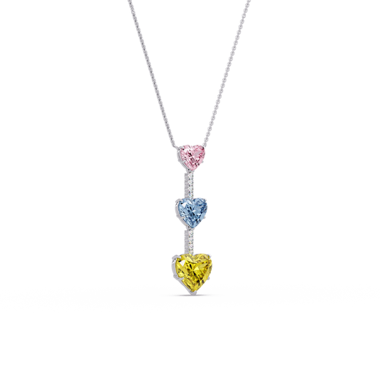 Triple Heart Drop Chain Pendant
