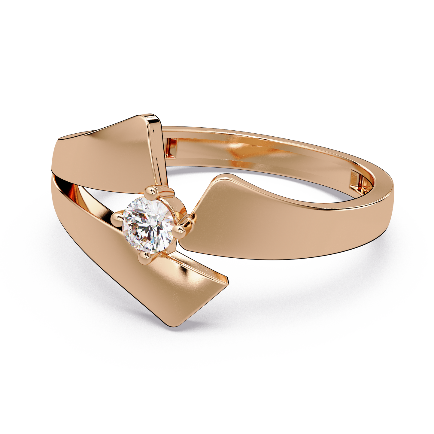 Folded Angular Solitaire Ring