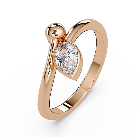 Bezelled Pear Solitaire Ring