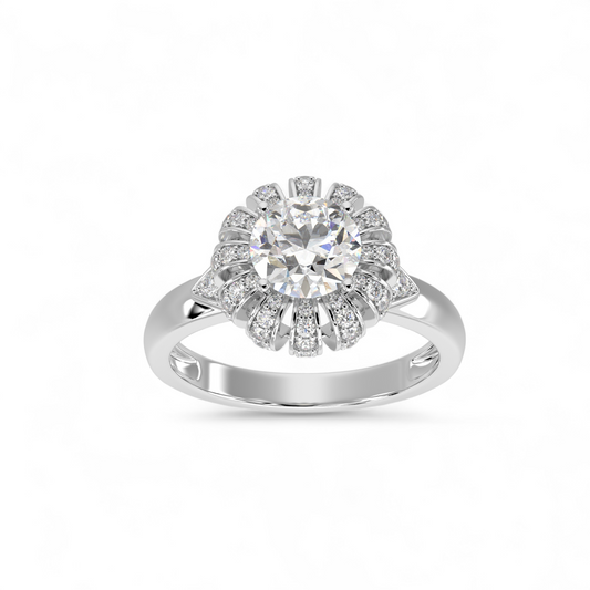 Sunburst Halo Diamond Ring