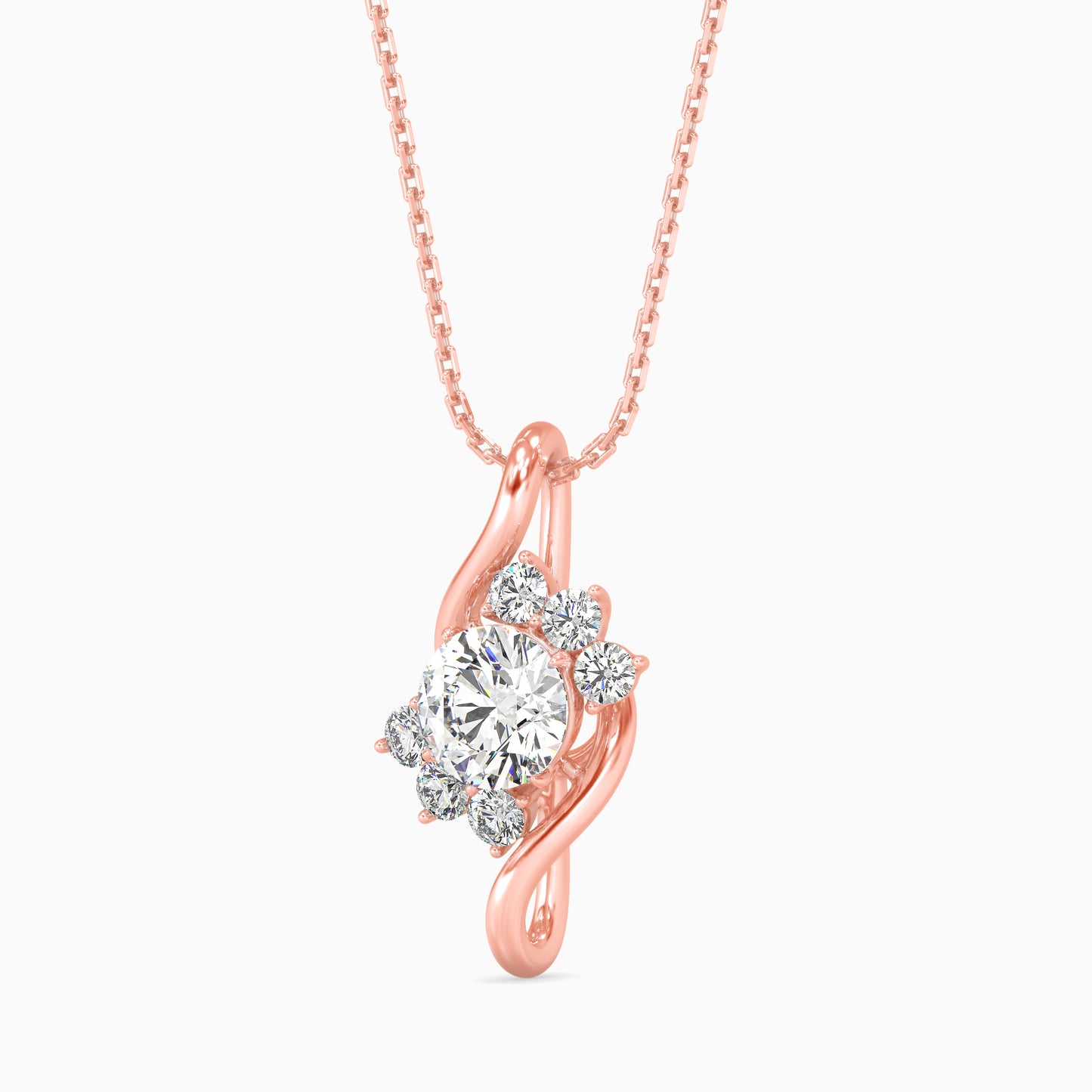 Swirl Accent Solitaire Pendant