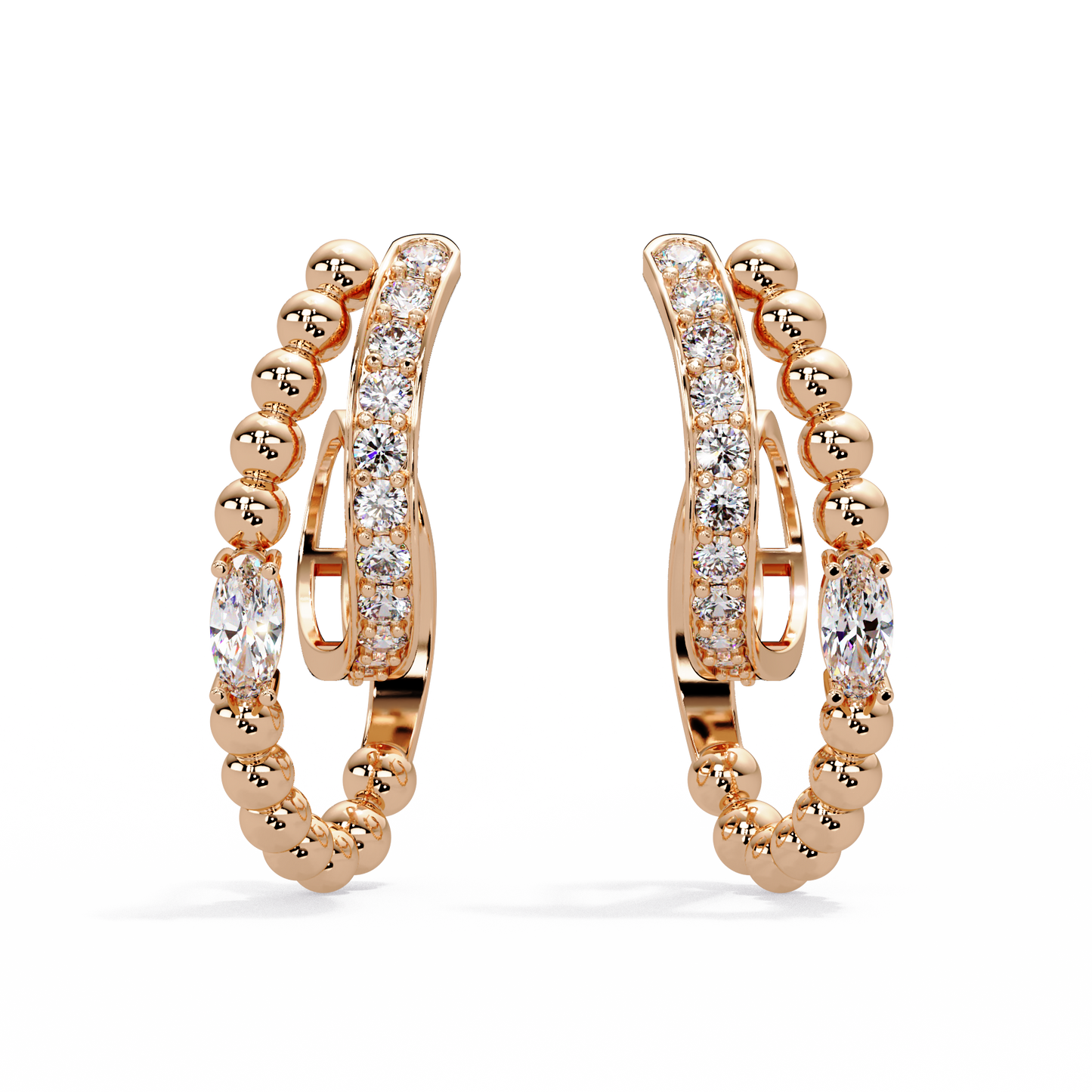 Beaded Double Hoop Earrings - Origine Diamonds lab-grown diamond jewellery