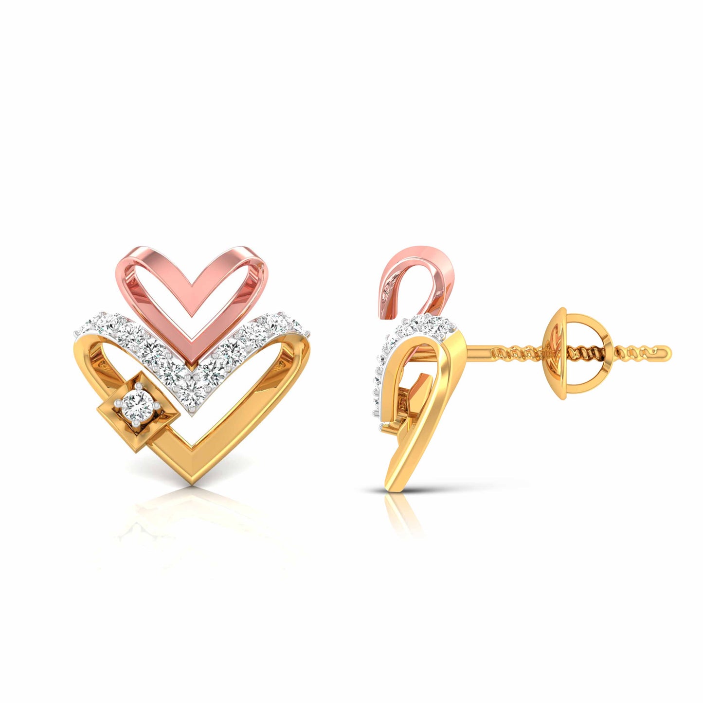 Twin Heart Two-Tone Earrings