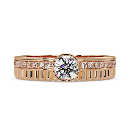 Fluted Halo Pave Ring
