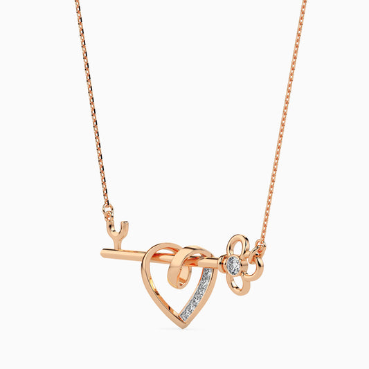 Heart Key Diamond Necklace