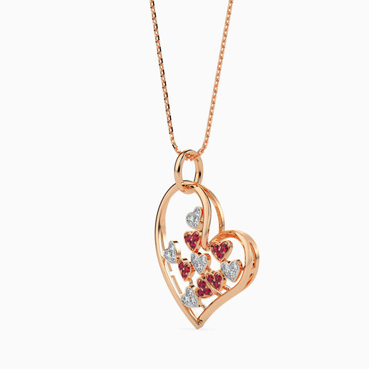 Floral Heart Ruby Pendant