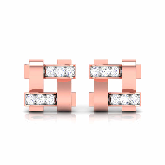 Geometric Link Diamond Earrings