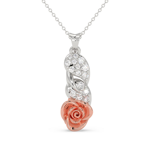 Rose & Leaf Diamond Pendant