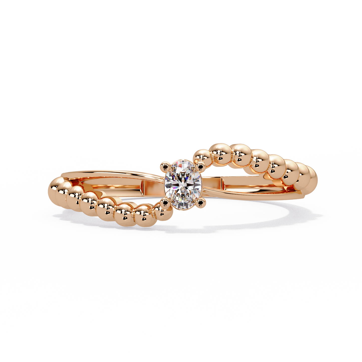Beaded Bypass Solitaire Ring - Origine Diamonds lab-grown diamond jewellery