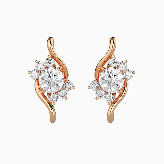 Floral Swirl Solitaire Earrings