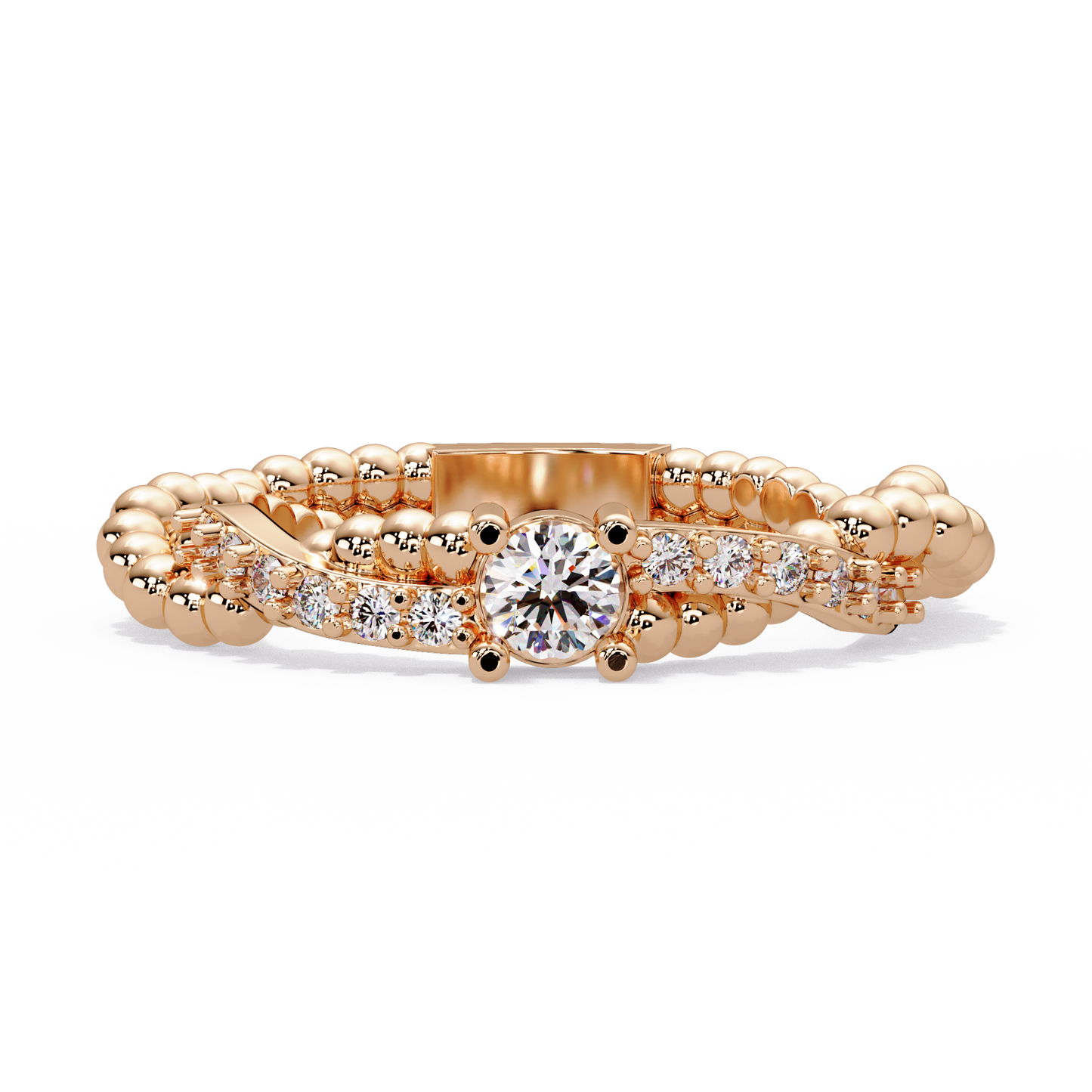 Beaded Accent Solitaire Ring - Origine Diamonds lab-grown diamond jewellery
