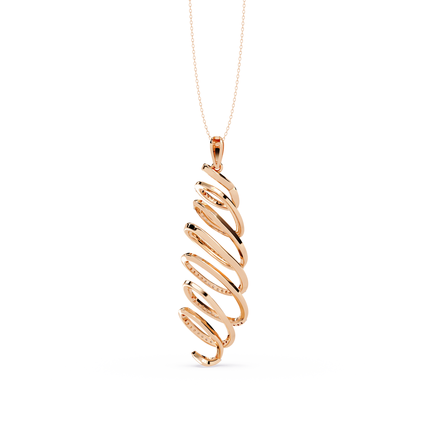 Spiral Cage Diamond Pendant