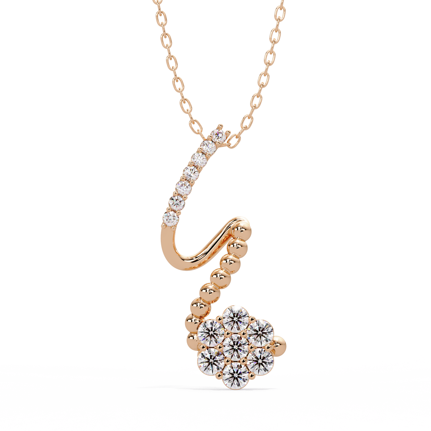 Swirl Blossom Drop Pendant - Origine Diamonds lab-grown diamond jewellery
