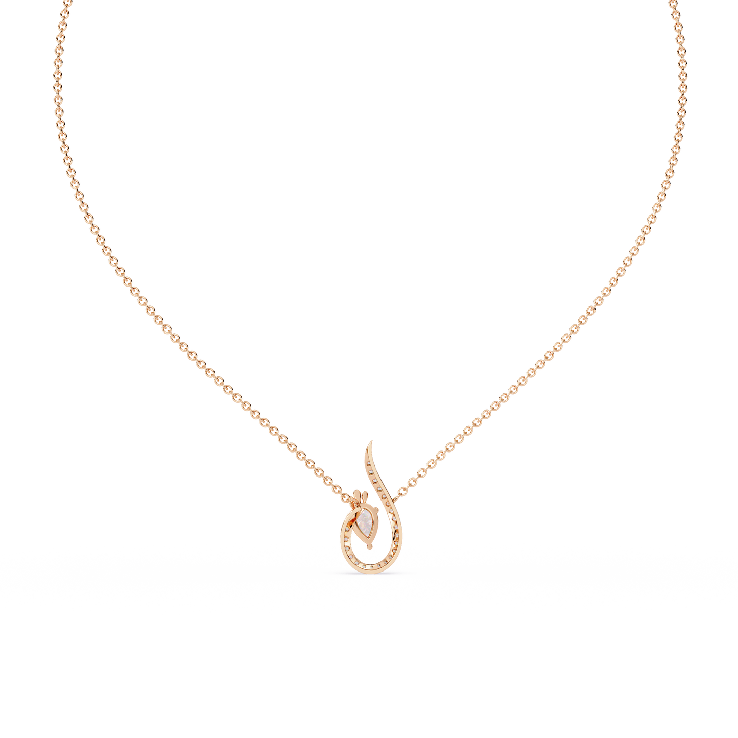 Swirl Charm Diamond Necklace