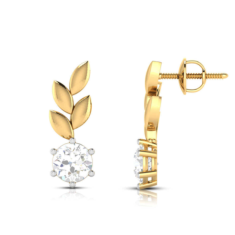 Olive Leaf Solitaire Earrings