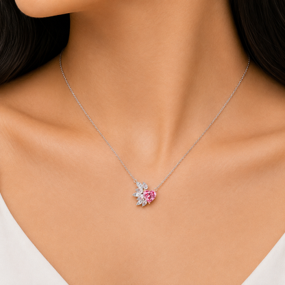 Blossoming Heart Diamond Chain Pendant