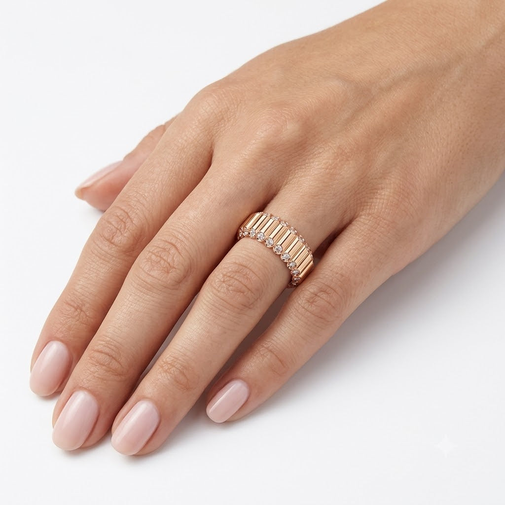 Ribbed Brilliance Eternity Band