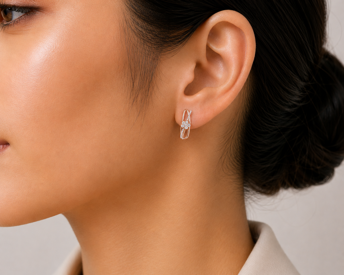Spiralling Ribbon Solitaire Earrings