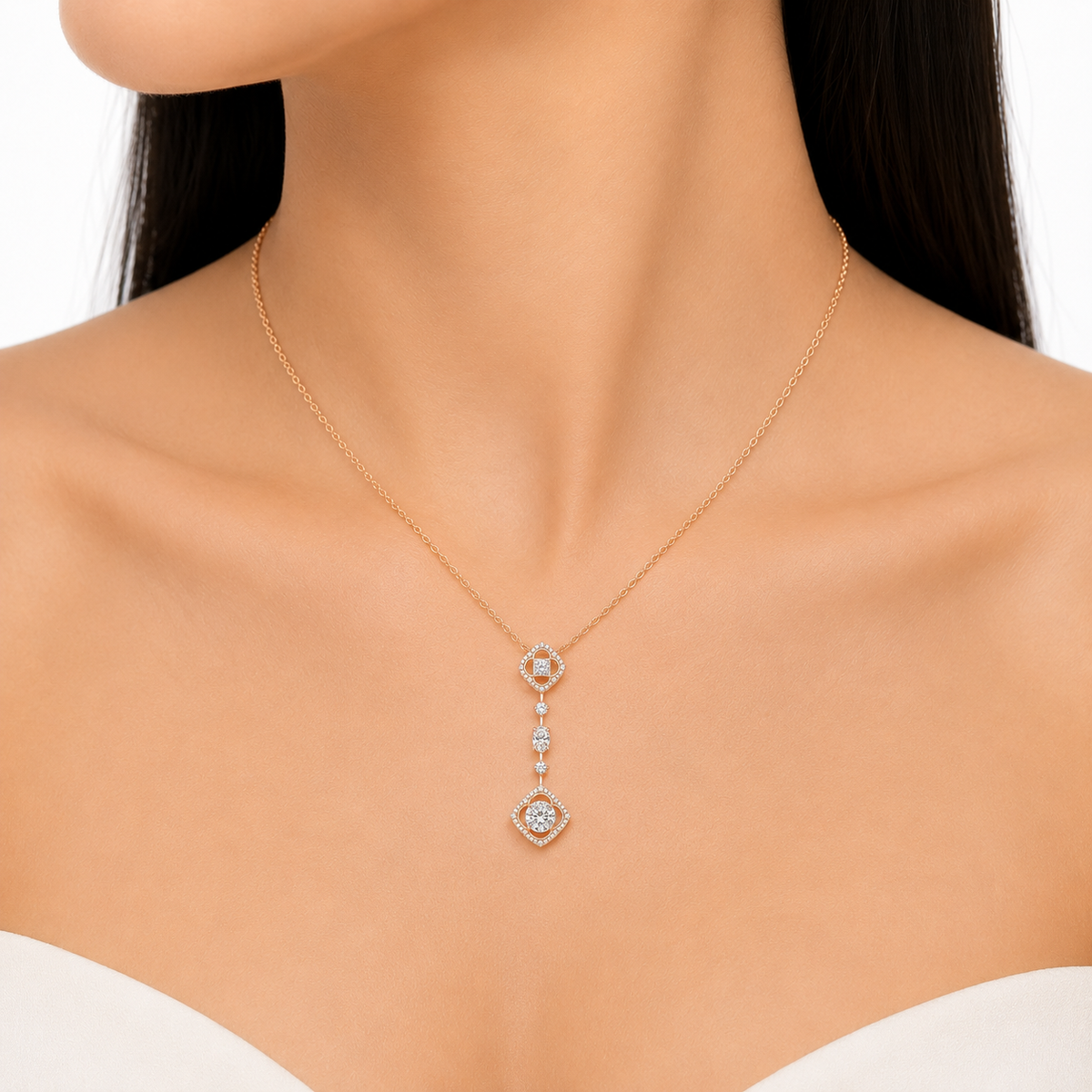 Quatrefoil Cushion Cascade Chain Pendant