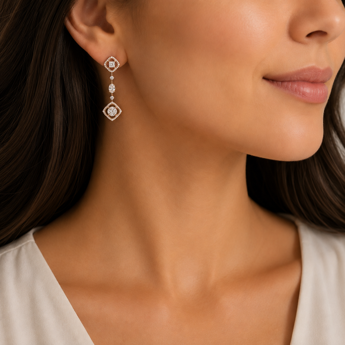 Quatrefoil Cushion Cascade Earrings