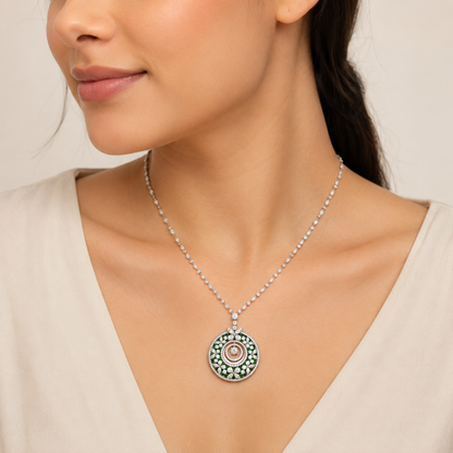Celestial Wheel Mosaic Chain Pendant