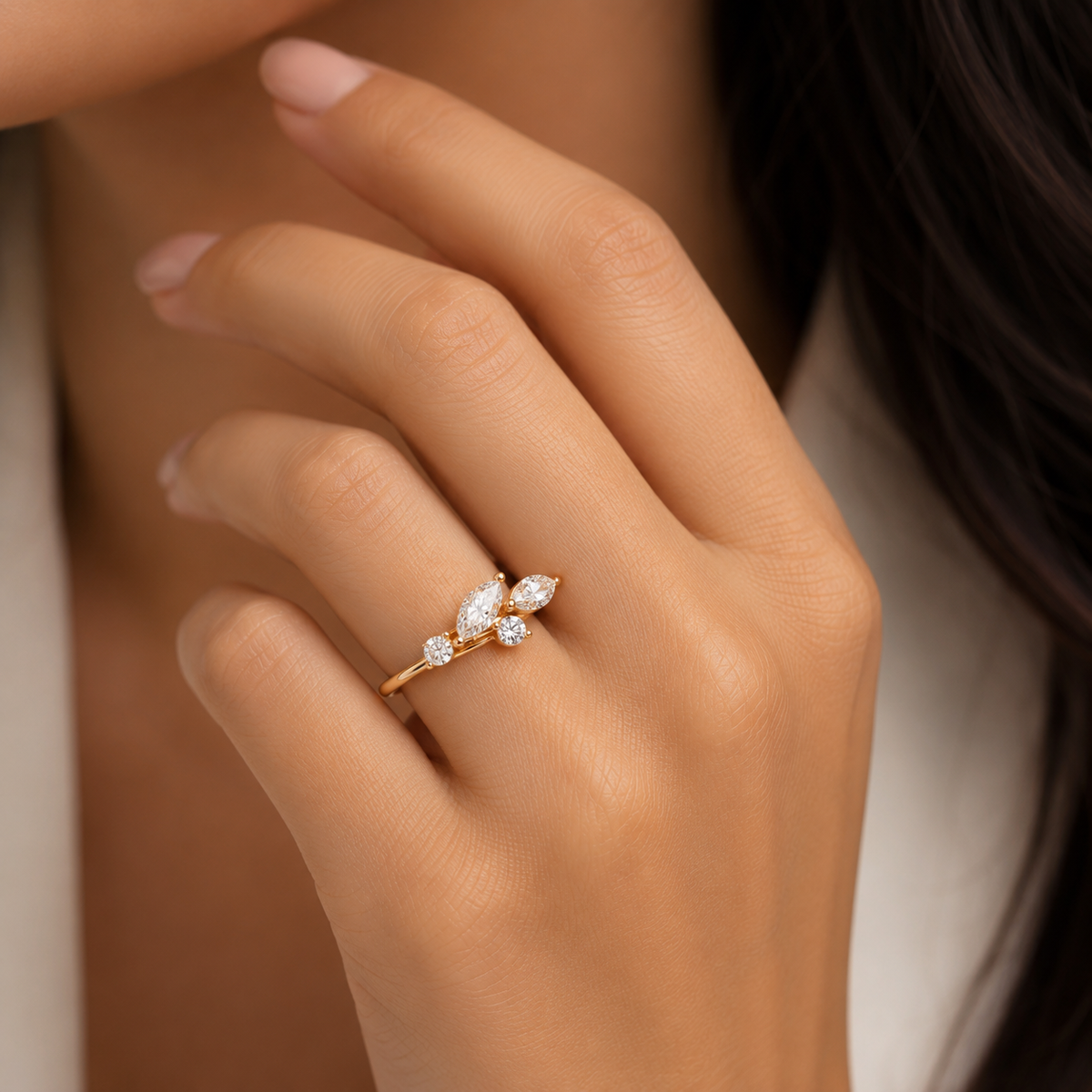 Marquise Spray Diamond Ring