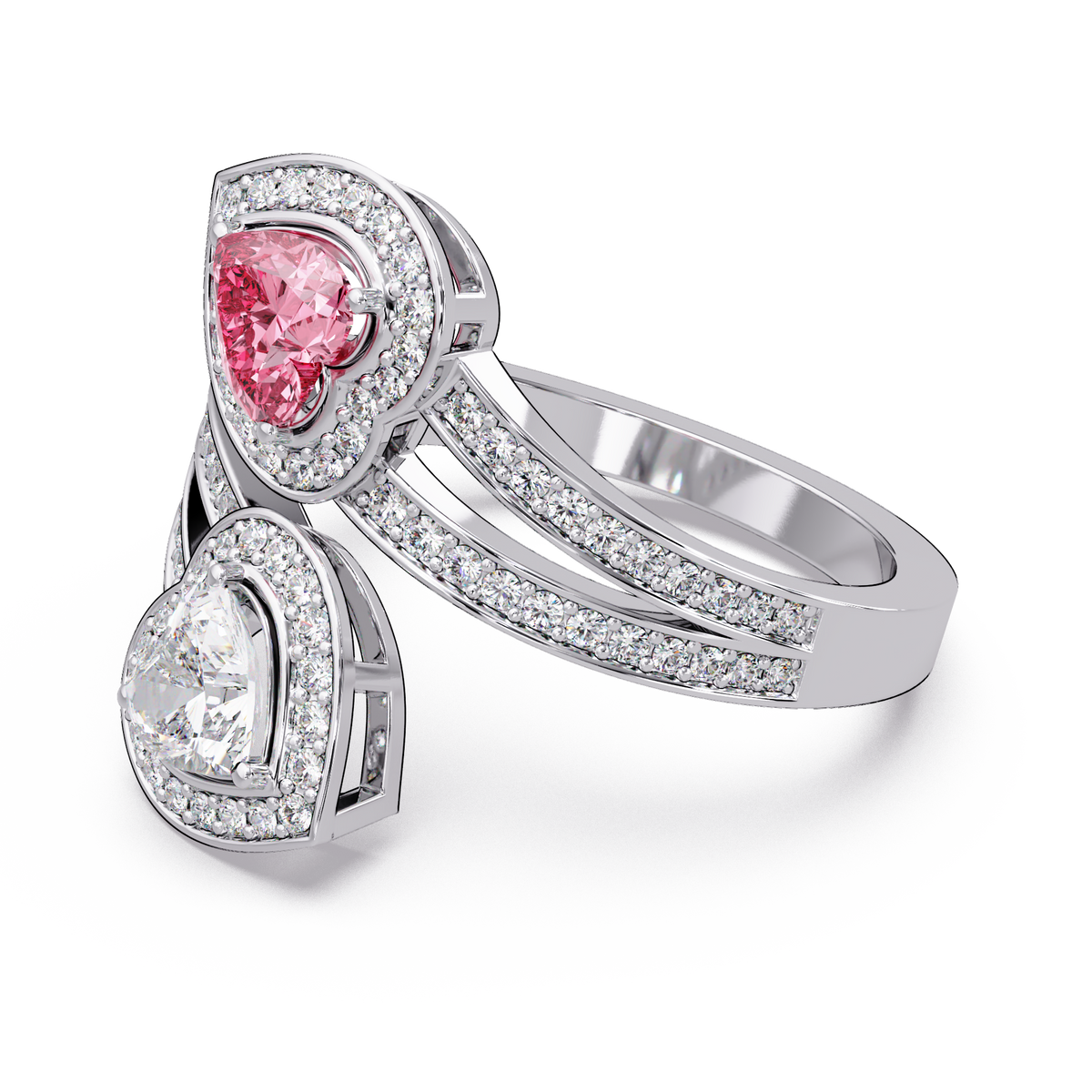 Entwined Heart Halo Ring