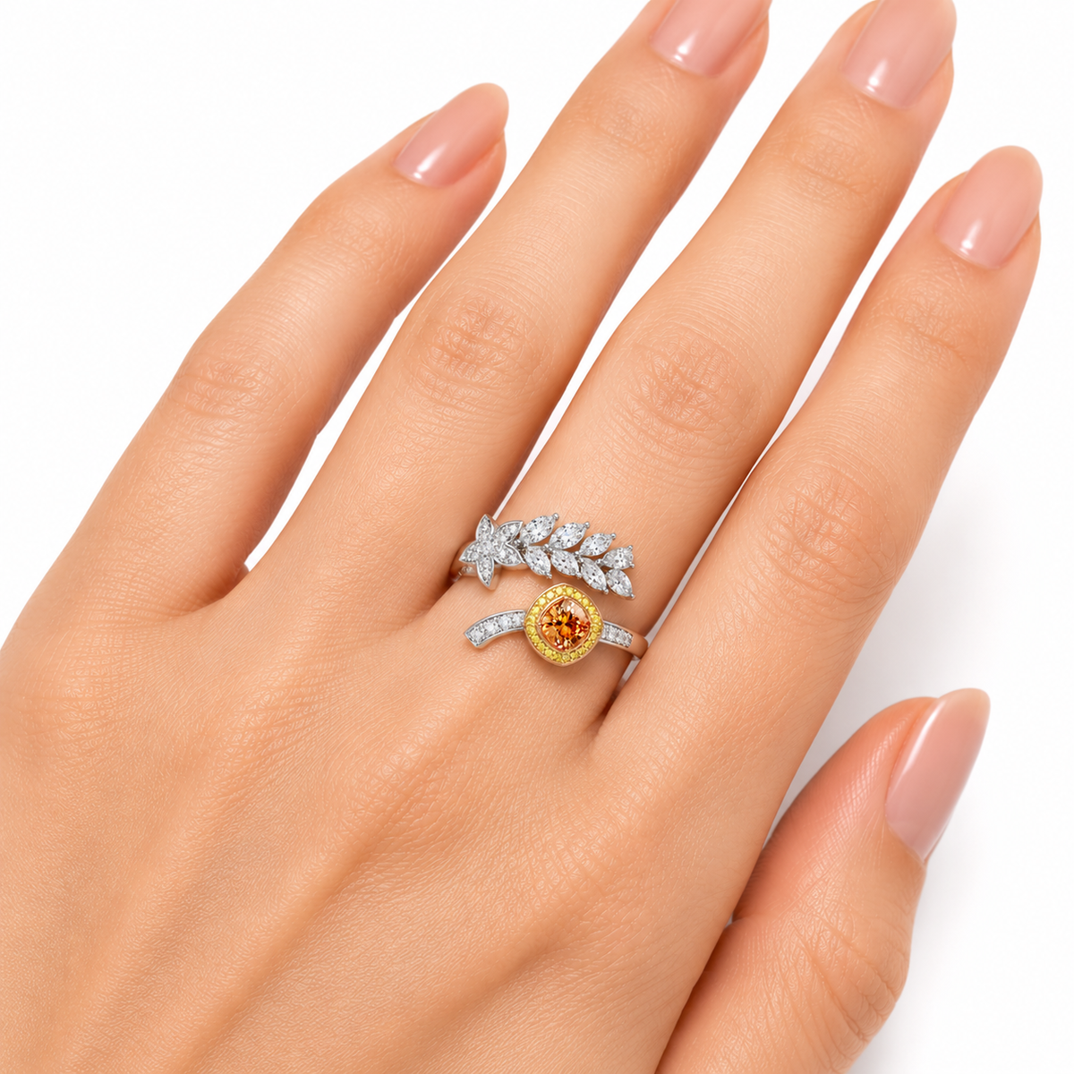 Amber Halo Vine Ring