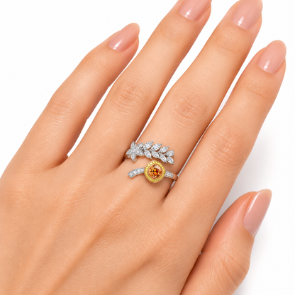 Amber Halo Vine Ring