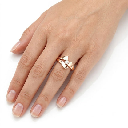 Folded Angular Solitaire Ring