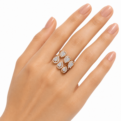 Scattered Petal Pave Ring