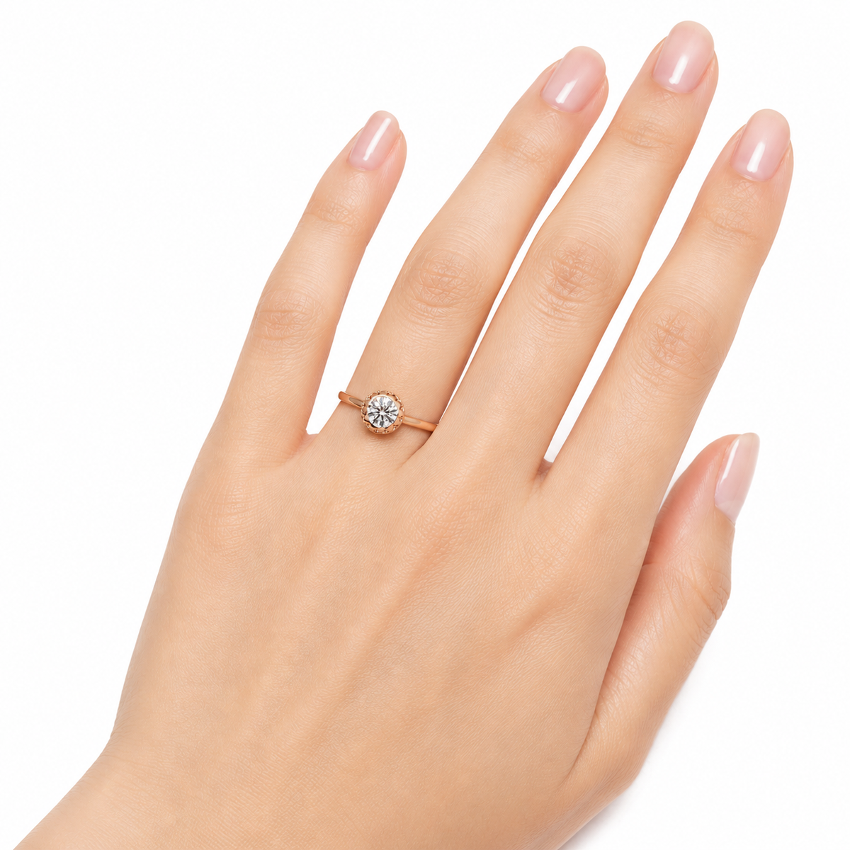 Rose Crown Solitaire Ring