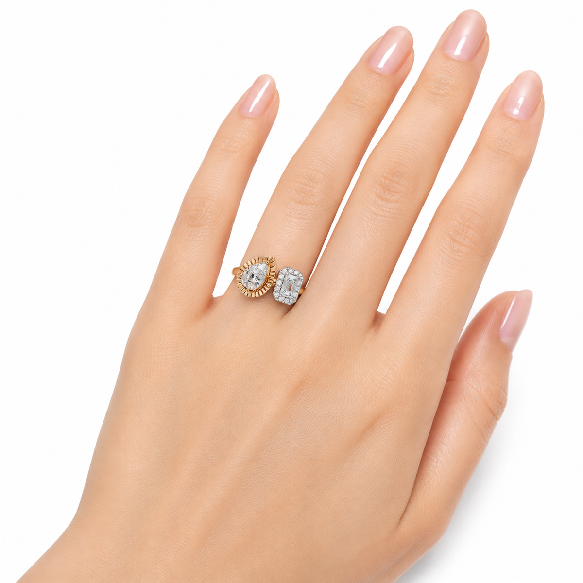 Pear Emerald Duet Ring