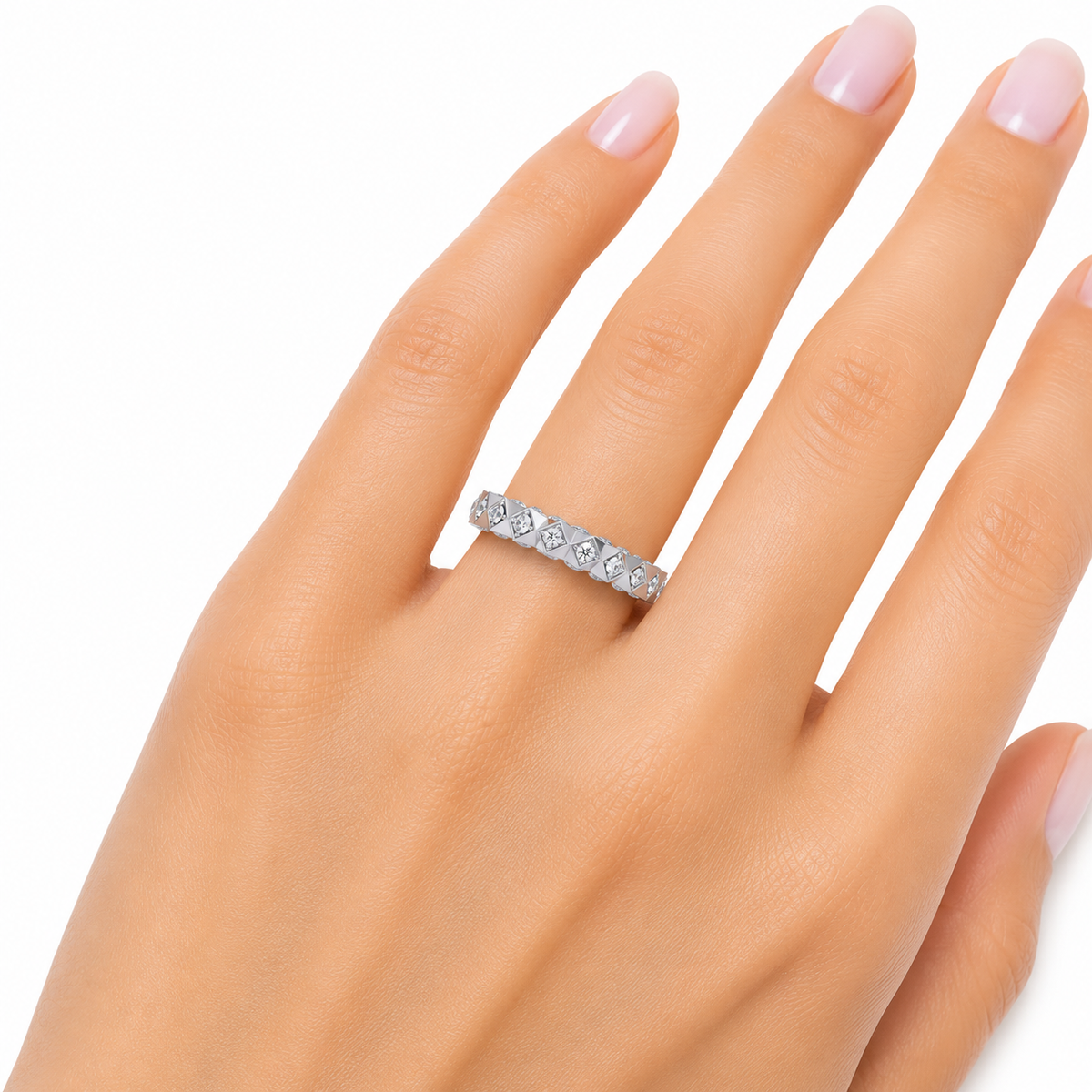 Pyramid Stud Eternity Band