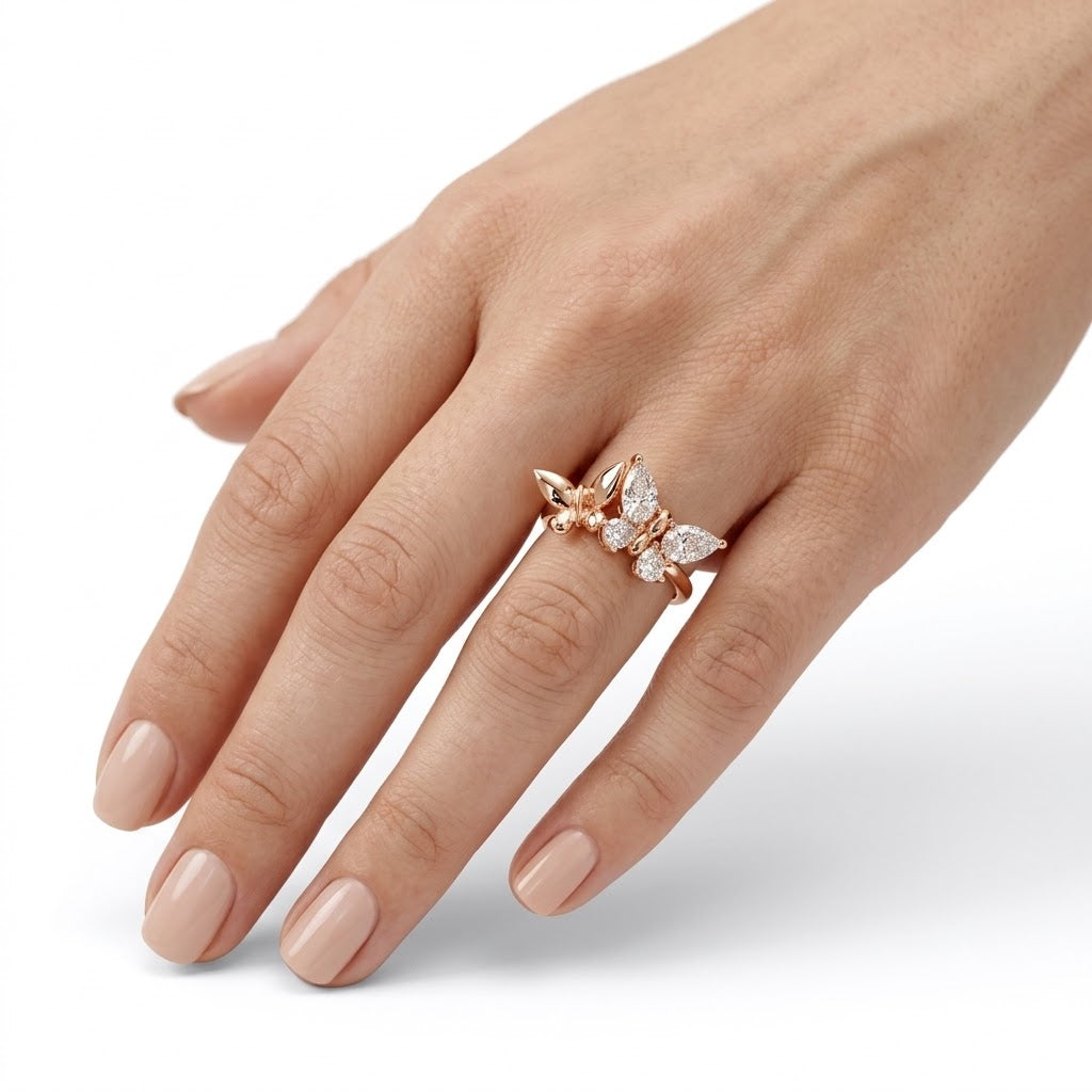 Butterfly Pear Diamond Ring