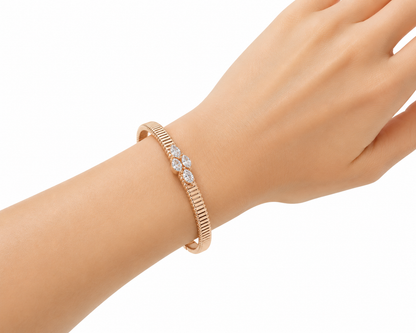 Ribbed Marquise Cuff Bangle